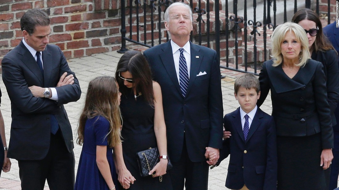 Biden pauses with his family as they enter a visitation for his son, former Delaware Attorney General Beau Biden, in June 2015. Biden&#39;s eldest son &lt;a href=&quot;http://www.cnn.com/2015/06/04/politics/gallery/beau-biden-wake/index.html&quot; target=&quot;_blank&quot;&gt;died at the age of 46&lt;/a&gt; after a battle with brain cancer.