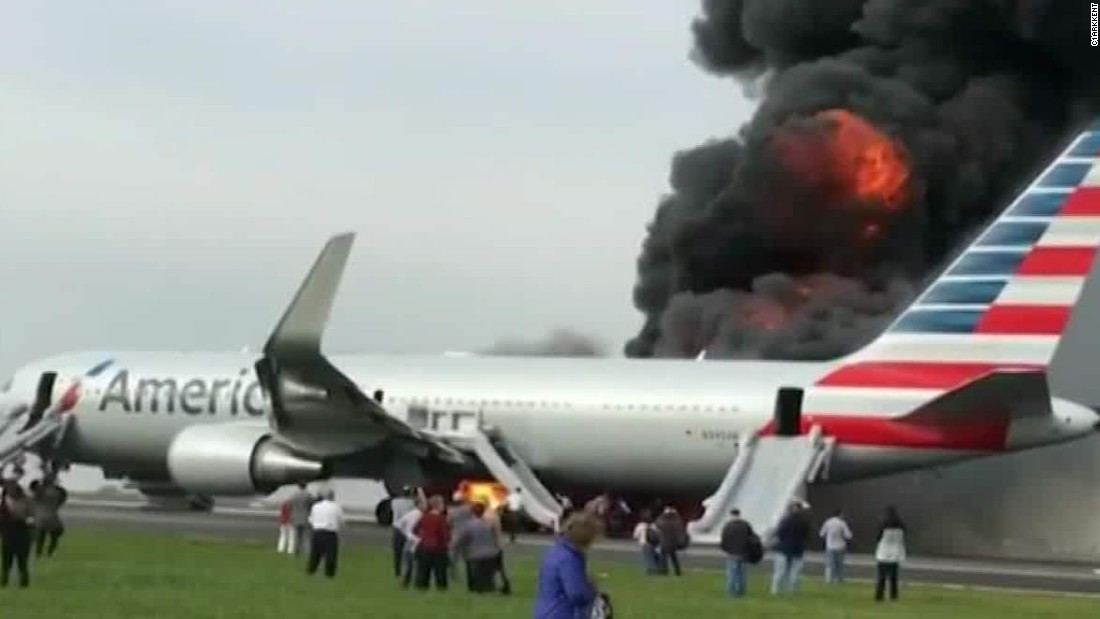 American Airlines 767 Catches Fire On Runway Cnn Video