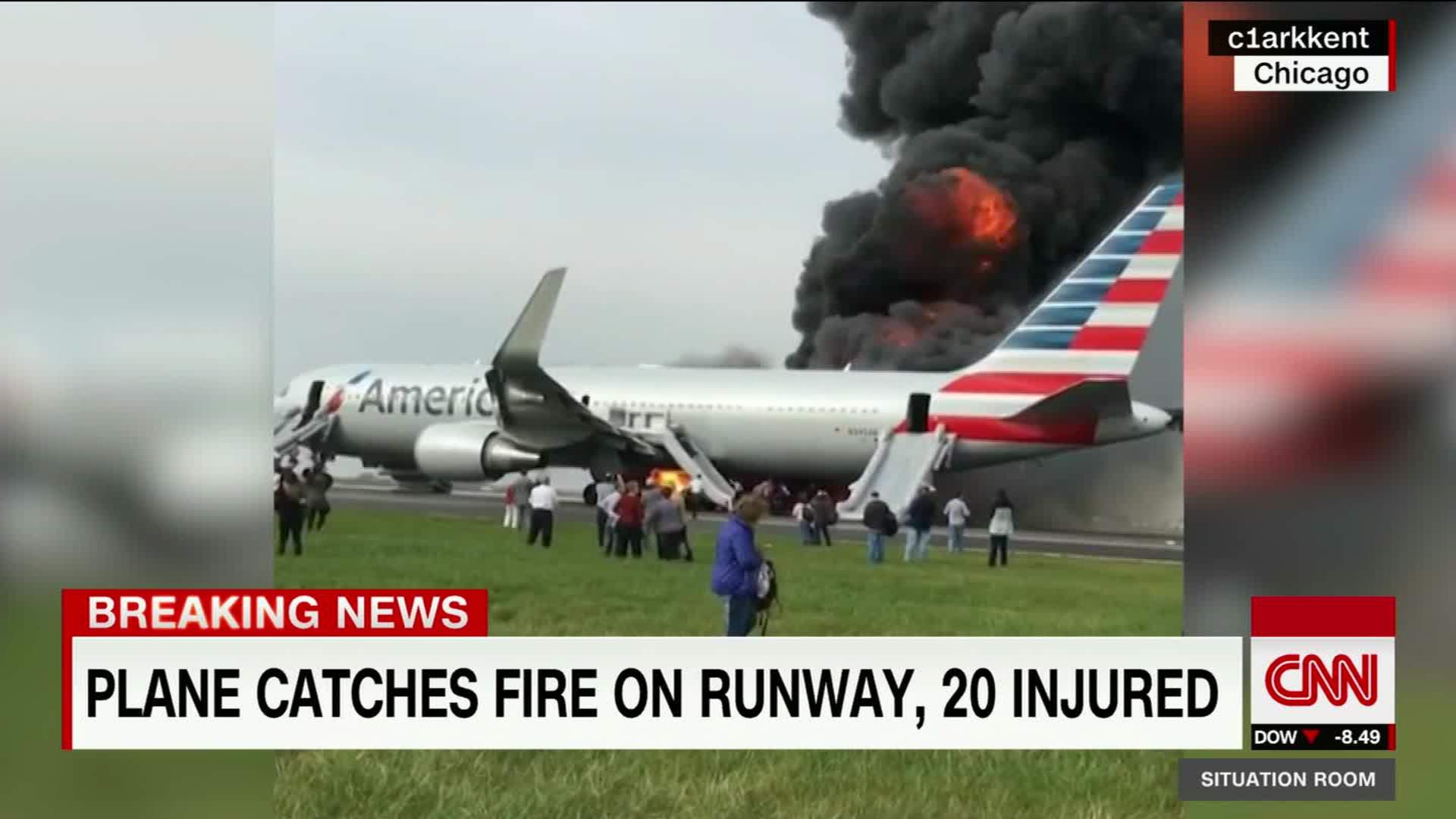 American Airlines 767 Catches Fire On Runway Cnn Video