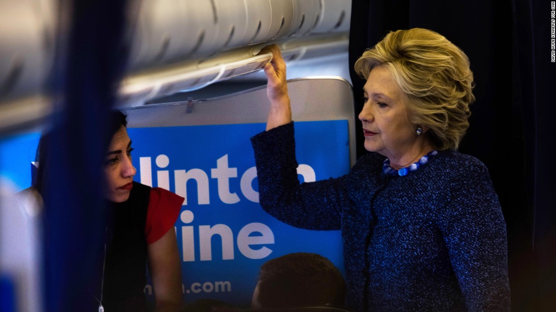 Clinton, right, and aide Huma Abedin stand aboard Clinton&#39;s campaign plane as they head to Cedar Rapids, Iowa, for a campaign rally on Friday, October 28. News broke during the flight that the FBI &lt;a href=&quot;http://www.cnn.com/2016/10/28/politics/hillary-clinton-anthony-weiner/&quot; target=&quot;_blank&quot;&gt;was reviewing new emails&lt;/a&gt; related to Clinton&#39;s personal server, bringing an issue they had assumed was behind them back into the campaign. The emails being examined were part of an investigation into former U.S. Rep. Anthony Weiner, Abedin&#39;s estranged husband, who is accused of sexting with a girl who was purportedly underage. On November 6, FBI Director James Comey &lt;a href=&quot;http://www.cnn.com/2016/11/06/politics/comey-tells-congress-fbi-has-not-changed-conclusions/index.html&quot; target=&quot;_blank&quot;&gt;told lawmakers&lt;/a&gt; that after reviewing the new emails, the agency stood by its opinion that Clinton should not face criminal charges.