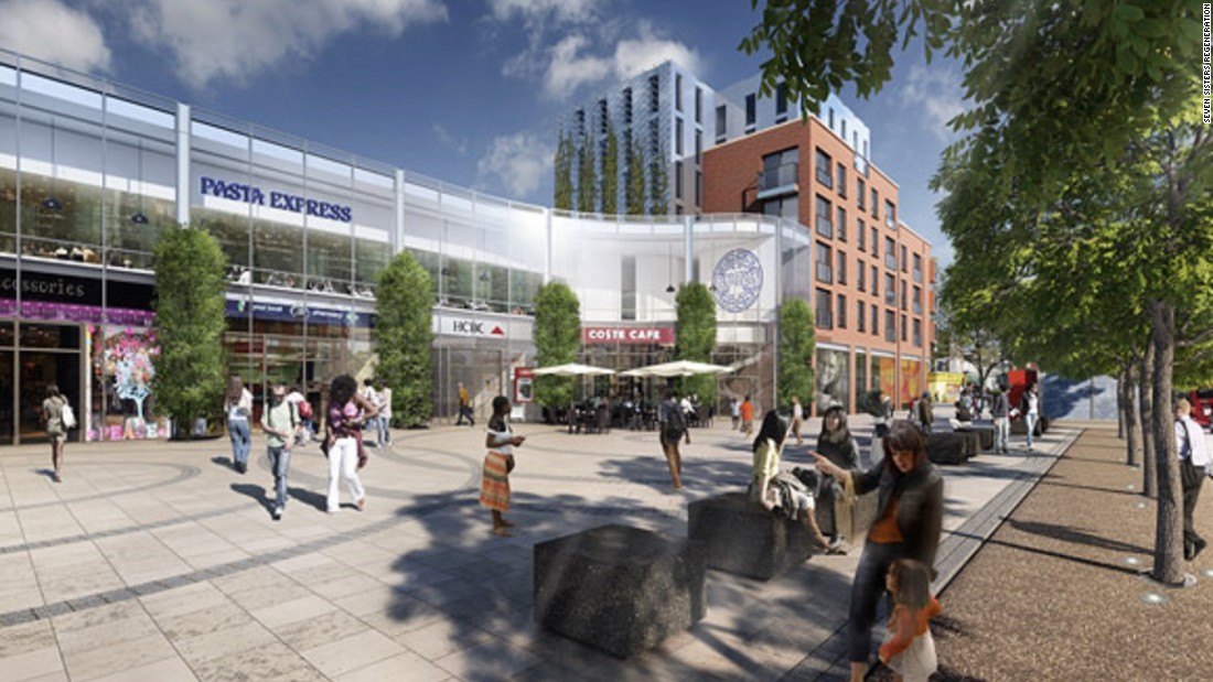 Concept image of the Grainger plc regeneration plan for Seven Sisters, which would see one of London&#39;s largest Latin clusters replaced with around 200 homes and retail chains.