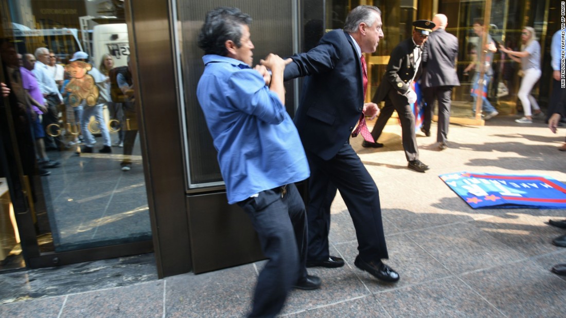 Keith Schiller, Trump&#39;s director of security and longtime bodyguard, holds back demonstrator Efrain Galicia at Trump Tower in New York on September 3, 2015. Galicia was among five protesters who later &lt;a href=&quot;http://www.cnn.com/2015/09/09/politics/donald-trump-protesters-lawsuit/index.html&quot; target=&quot;_blank&quot;&gt;filed a lawsuit&lt;/a&gt; against Schiller, Trump, Trump&#39;s campaign and his company. The plaintiffs allege that Trump security officials, namely Schiller, assaulted them as they protested outside of a campaign event. A campaign spokesperson &lt;a href=&quot;https://www.washingtonpost.com/politics/trump-security-detail-makes-headlines-just-like-the-candidate/2015/09/04/1b2333ce-5335-11e5-933e-7d06c647a395_story.html&quot; target=&quot;_blank&quot;&gt;told The Washington Post&lt;/a&gt; that the protesters &quot;were harassing people on the street&quot; and that a Trump security guard was &quot;jumped from behind.&quot;