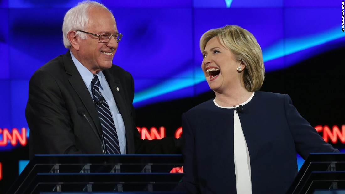 During a &lt;a href=&quot;http://www.cnn.com/2015/10/13/politics/gallery/democratic-debate-las-vegas/index.html&quot; target=&quot;_blank&quot;&gt;Democratic debate&lt;/a&gt; on October 13, 2015, Sanders and Clinton shared a lighthearted moment following Sanders&#39; take on &lt;a href=&quot;http://www.cnn.com/2015/09/03/politics/hillary-clinton-email-controversy-explained-2016/&quot; target=&quot;_blank&quot;&gt;the Clinton email scandal.&lt;/a&gt; &quot;The American people are sick and tired of hearing about your damn emails,&quot; Sanders said. &quot;Enough of the emails. Let&#39;s talk about the real issues facing the United States of America.&quot; Clinton said, &quot;Thank you, me too,&quot; and then later shook his hand to the applause of the audience.