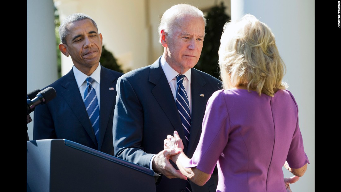 U.S. Vice President Joe Biden turns to his wife, Jill, after announcing October 21, 2015, that &lt;a href=&quot;http://www.cnn.com/2015/10/21/politics/joe-biden-not-running-2016-election/&quot; target=&quot;_blank&quot;&gt;he would not be running for President.&lt;/a&gt; The announcement took place at the White House Rose Garden with President Barack Obama.