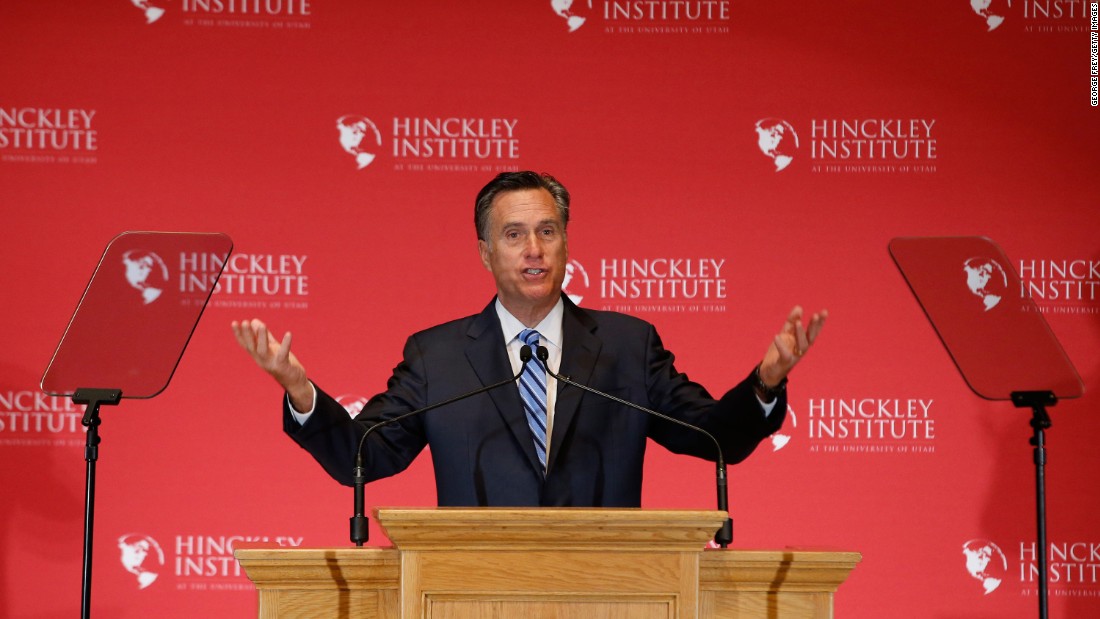 Former Massachusetts Gov. Mitt Romney gives a speech about the state of the Republican Party during a forum at the University of Utah on March 3, 2016. Romney &lt;a href=&quot;http://www.cnn.com/2016/03/03/politics/mitt-romney-presidential-race-speech/index.html&quot; target=&quot;_blank&quot;&gt;went after Trump, &lt;/a&gt;calling the GOP front-runner a phony and a fraud. Trump hit back by mocking Romney&#39;s loss in the 2012 presidential election and saying that Romney back then &quot;was begging for my endorsement.&quot;