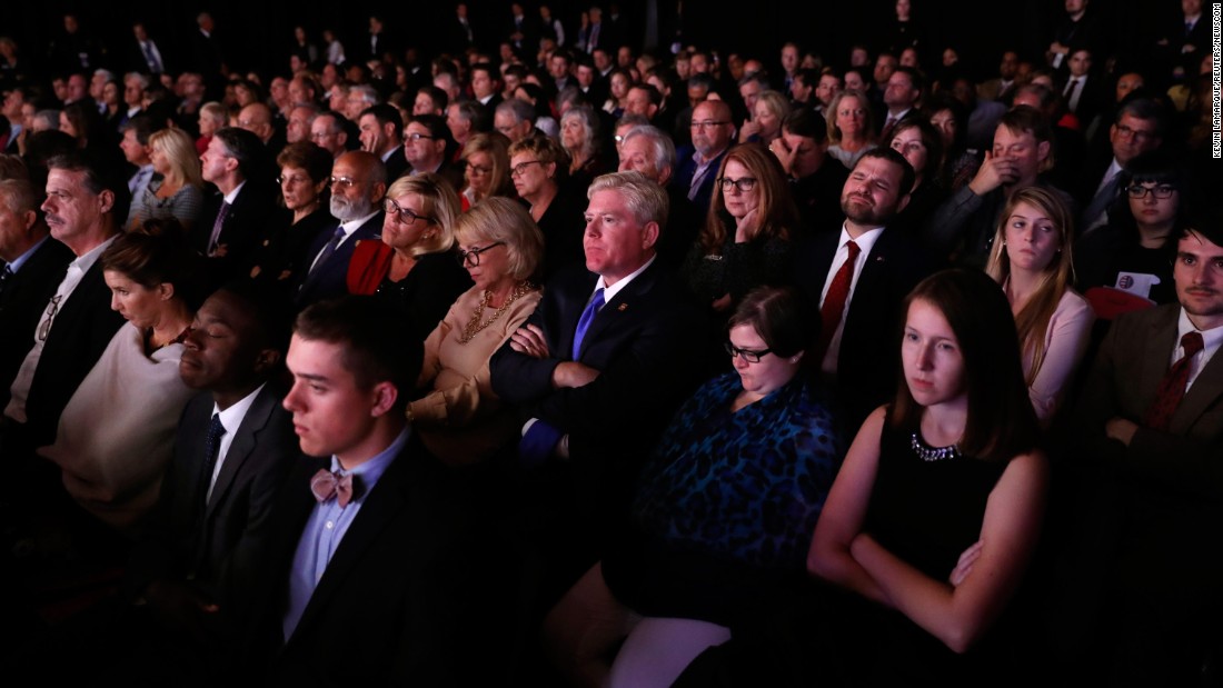 Audience members watch &lt;a href=&quot;http://www.cnn.com/2016/10/04/politics/gallery/vice-presidential-debate/index.html&quot; target=&quot;_blank&quot;&gt;the vice presidential debate&lt;/a&gt; in Farmville, Virginia, on October 4, 2016.