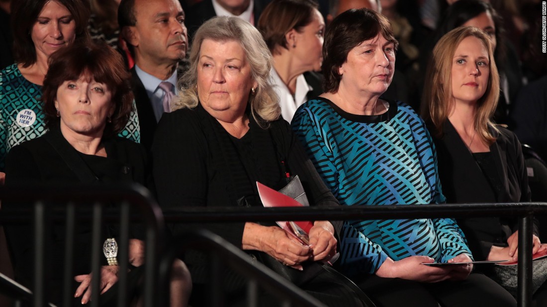 Among those attending the second debate were, from left, Kathleen Willey, Juanita Broaddrick and Kathy Shelton. Less than two hours before the debate, those three -- along with Paula Jones -- &lt;a href=&quot;http://www.cnn.com/2016/10/09/politics/donald-trump-juanita-broaddrick-paula-jones-facebook-live-2016-election/index.html&quot; target=&quot;_blank&quot;&gt;appeared in a Trump news conference&lt;/a&gt; to speak out against the Clintons. Willey, Broaddrick and Jones have previously accused Bill Clinton of inappropriate sexual behavior. Shelton&#39;s rapist was defended by Hillary Clinton as a young lawyer. That man was convicted of a lesser charge and served 10 months in jail.