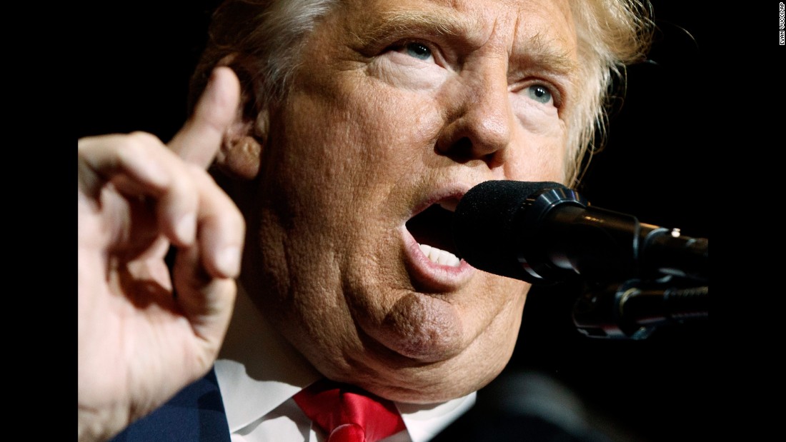 Trump speaks at a campaign rally in West Palm Beach, Florida, on October 13, 2016.