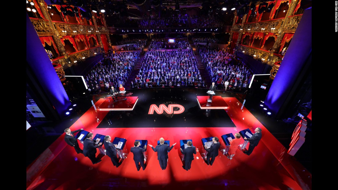 Nine of the highest-polling Republican candidates take part in a debate in Las Vegas on December 15, 2015. Vincent Laforet, a Pulitzer Prize-winning photographer and director, &lt;a href=&quot;http://www.cnn.com/2015/12/16/politics/gallery/cnn-debate-vegas-vincent-laforet/index.html&quot; target=&quot;_blank&quot;&gt;set up seven still cameras at the debate,&lt;/a&gt; which was held at a theater inside the Venetian hotel and casino.