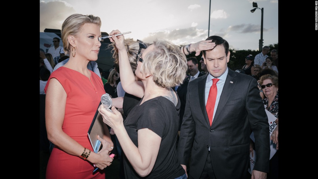 Rubio and Fox News anchor Megyn Kelly are touched up before an interview in Hialeah, Florida, on March 9, 2016. Rubio &lt;a href=&quot;http://www.cnn.com/2016/03/15/politics/marco-rubio-drops-out/&quot; target=&quot;_blank&quot;&gt;dropped out of the race&lt;/a&gt; a week later after losing in his home state.