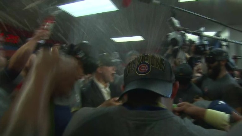 Pop the champagne: Cubs celebrate World Series win
