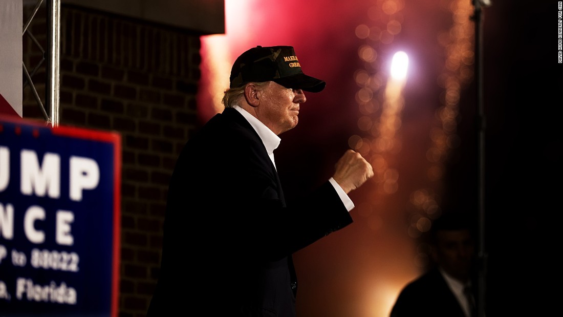 Trump gestures in Pensacola on November 2.