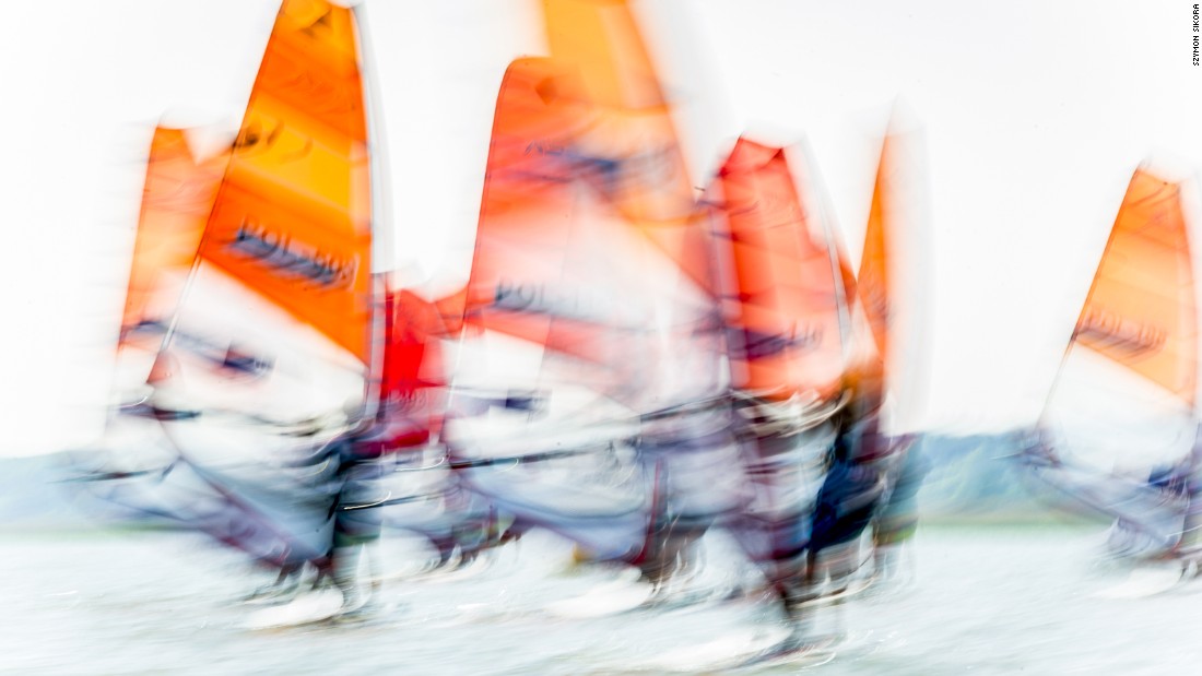 A dizzying image of the Polish Yachting Association Cup taken by Szymon Sikora during the women&#39;s race in Krynica Morska, Poland.