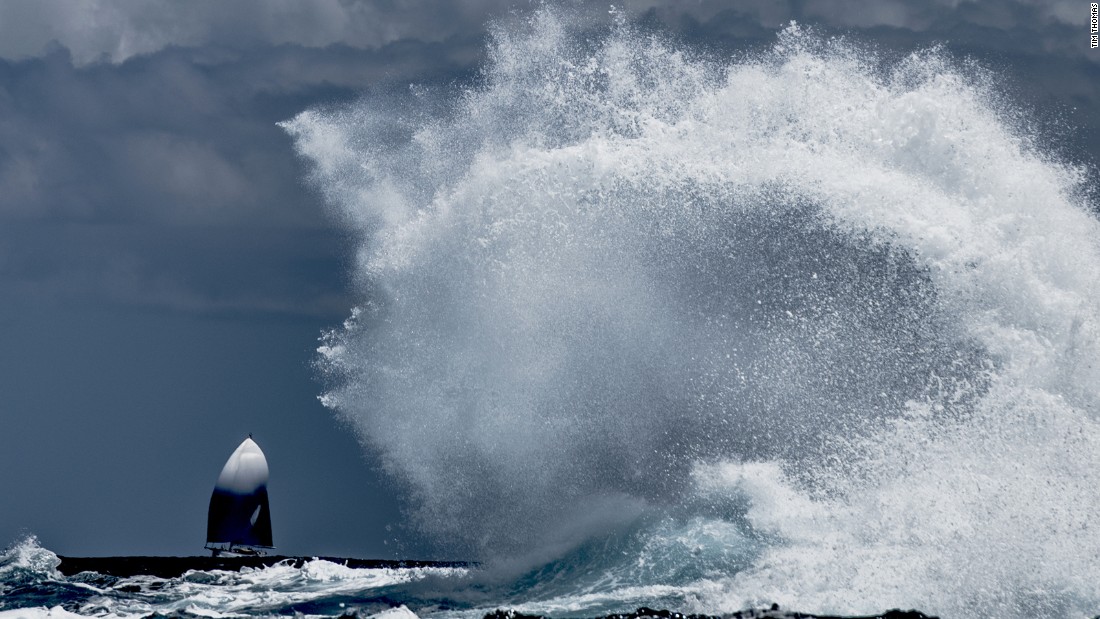 Tim Thomas came tenth, capturing the dramatic picture of the vessel Emmaline as the waves crashed in the distance at the St Barths Bucket regatta in the Caribbean.