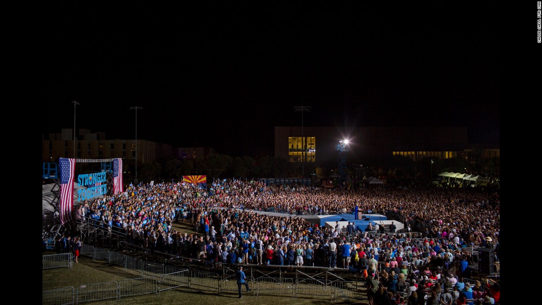 People attend a Clinton rally in Phoenix on November 2.