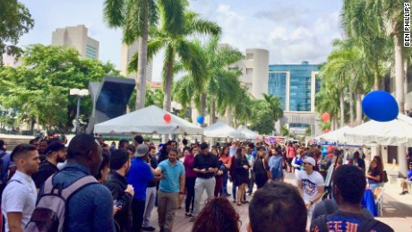 Citizen University, in partnership with the Knight Foundation, holds a block party at an early voting location in Miami.
