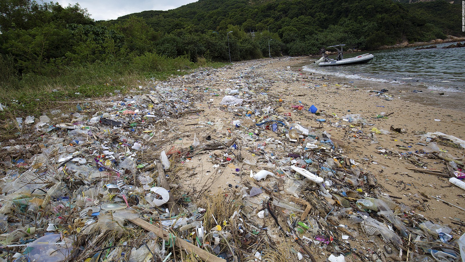 "Trashzilla" protests against polluting of Hong Kong's oceans CNN