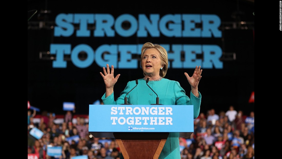 Clinton addresses a campaign rally in Cleveland on November 6, two days before Election Day. She went on to lose Ohio -- and the election -- to her Republican opponent, Donald Trump.