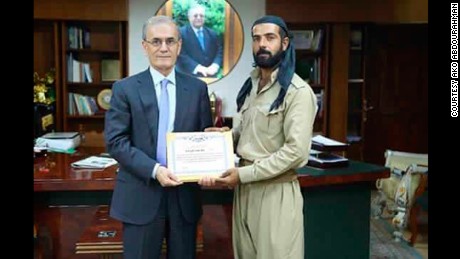 Abdulrahman was presented with a certificate of thanks for his daring rescue.