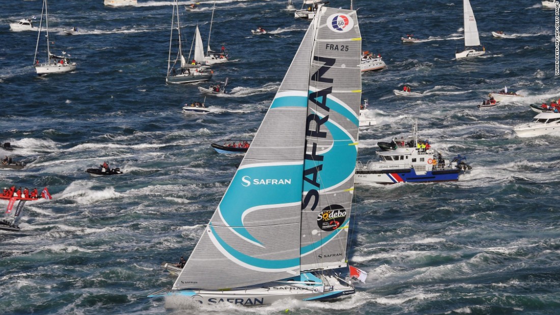 The sea whips up around Morgan Lagraviere&#39;s boat Safran. He was forced to abandon the race on November 24 due to boat damage, the third entrant to quit by that stage.