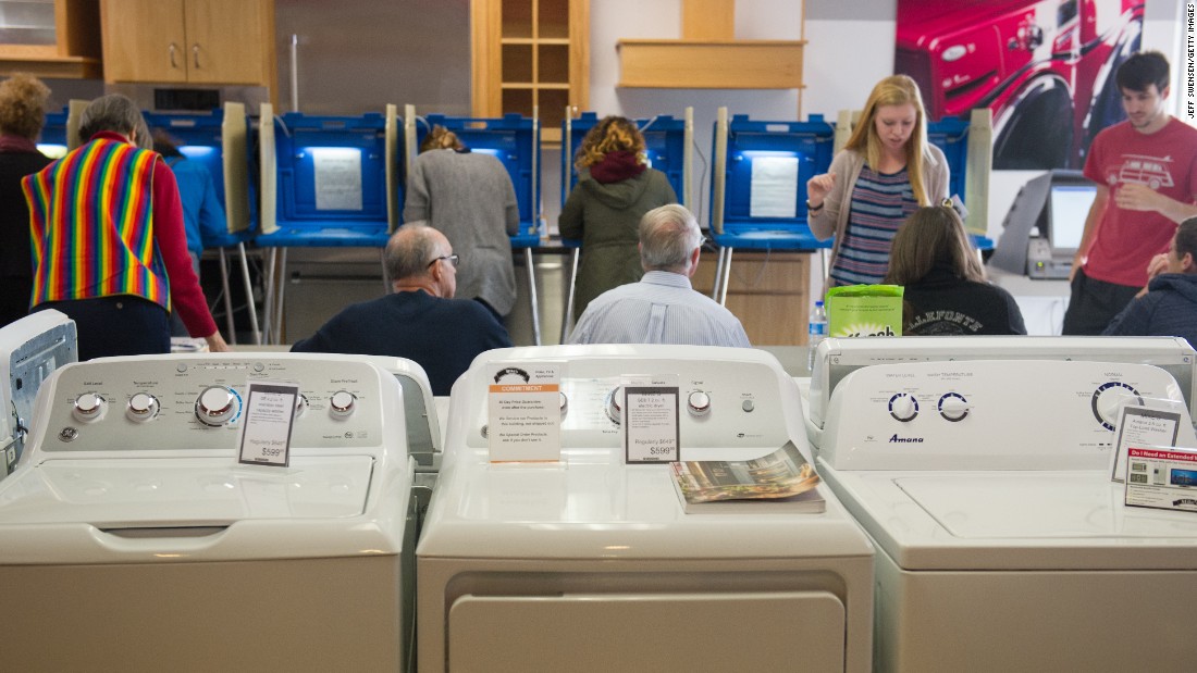 Voters cast their ballots in a polling location inside Mike&#39;s TV and Appliance  November 8, 2016 in State College, Pennsylvania.