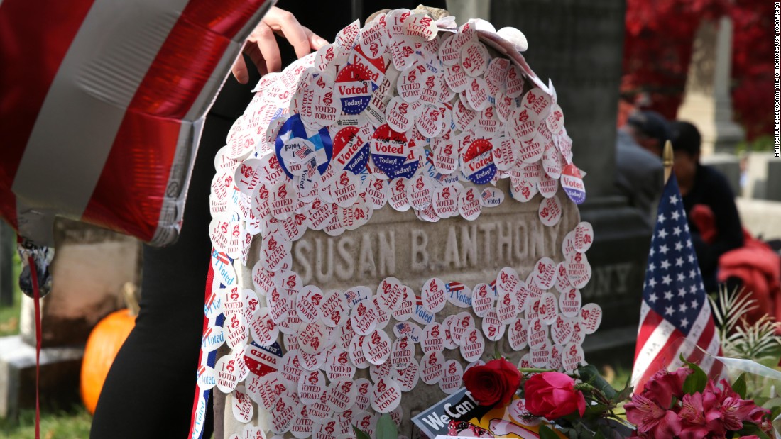&quot;I voted&quot; stickers are placed at the gravesite of Susan B. Anthony in Rochester, New York. Anthony, a social reformer who died in 1906, played a major role in the &lt;a href=&quot;http://www.cnn.com/2016/08/18/politics/gallery/tbt-womens-suffrage/index.html&quot; target=&quot;_blank&quot;&gt;women&#39;s suffrage&lt;/a&gt; movement.