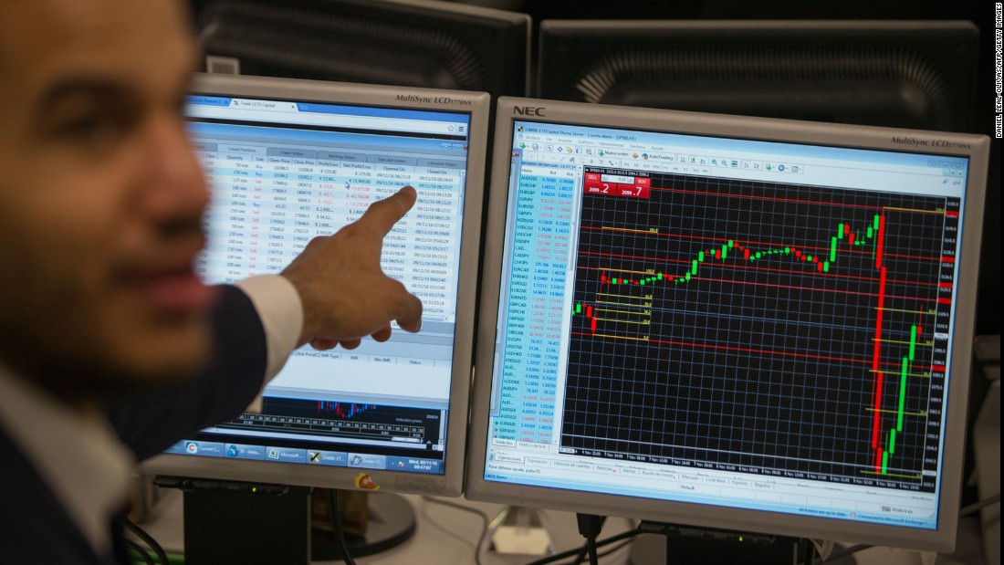 A stock trader at ETX Capital in London gestures to a screen showing the S&amp;amp;P 500 Index on November 9. &lt;a href=&quot;http://money.cnn.com/2016/11/08/investing/global-markets-stocks-trump-clinton-us-presidential-election/&quot; target=&quot;_blank&quot;&gt;Global stock markets dropped&lt;/a&gt; as Trump&#39;s victory became more likely on Election Day.
