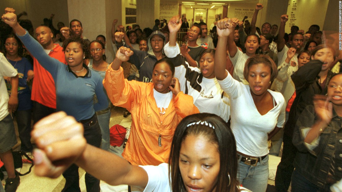 Florida A&M students protest discrepancies in the results of the 2000 presidential election.