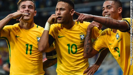 Brazil cruised to victory with both Coutinho and Neymar both on target.