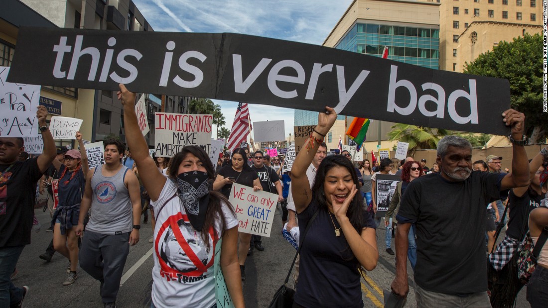 Protesters outside Trump's first thank you rally: 'I will not stand for you'