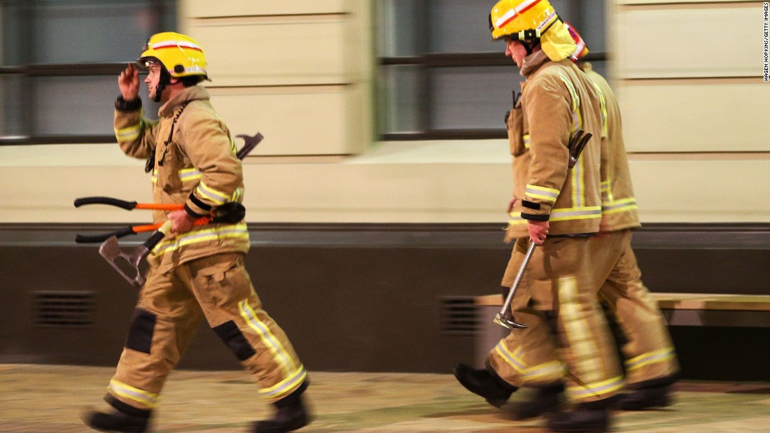 Firefighters respond to a call in Wellington, New Zealand, in the early hours of November 14.