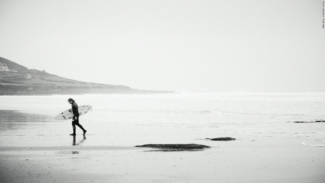 But he relishes returning home and surfing his home waters in Croyde on the north Devon coast in England.