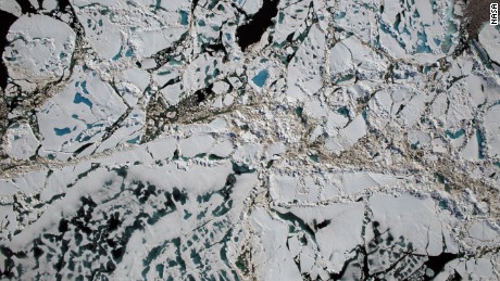 NASA&#39;s Digital Mapping System instrument captured this image of the thin Arctic ice during an Operation IceBridge flight over the Chukchi Sea on Saturday, July 16, 2016.
