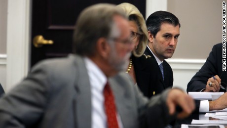 Former North Charleston Police Officer Michael Slager (right) in court this week as he stands trial for the murder of Walter Scott.