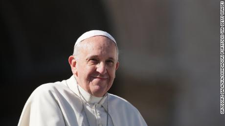 &quot;Pope Francis (Jorge Mario Bergoglio) meeting engaged couples for Saint Valentine feast on Saint Peter&#39;s Square. Vatican City, 2014  (Photo by Grzegorz Galazka\Archivio Grzegorz Galazka\Mondadori Portfolio via Getty Images)&quot;