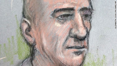 A courtroom artist&#39;s sketch of Stephen Port, who was found guilty of four murders.