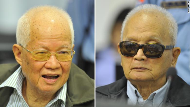 Former senior Khmer Rouge leaders Khieu Samphan and Nuon Chea pcitured in Phnom Penh in 2011.