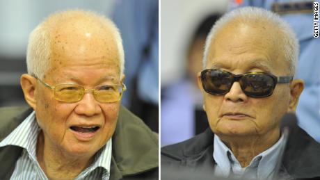 Former senior Khmer Rouge leaders Khieu Samphan and Nuon Chea pcitured in Phnom Penh in 2011.