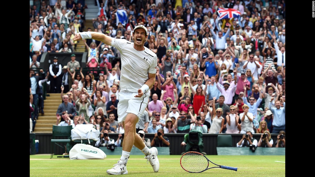Andy Murray celebrates after defeating Milos Raonic in &lt;a href=&quot;http://www.cnn.com/2016/07/10/tennis/andy-murray-wimbledon-milos-raonic/index.html&quot; target=&quot;_blank&quot;&gt;the Wimbledon final&lt;/a&gt; on Sunday, July 10. It was his third Grand Slam title.