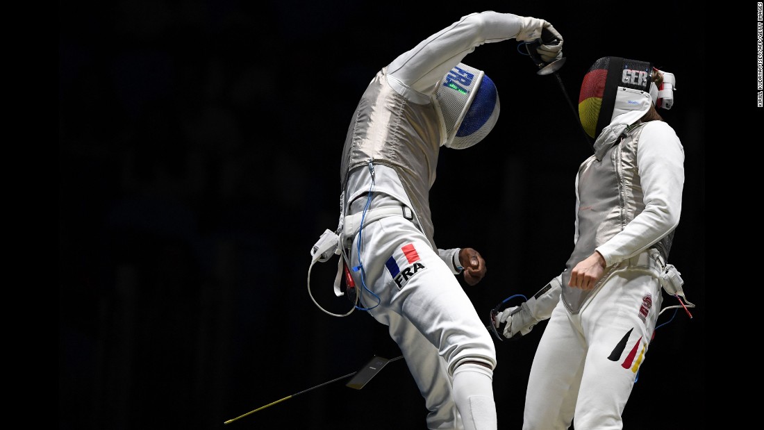 A cell phone&lt;a href=&quot;http://www.cnn.com/2016/08/09/sport/french-fencer-drops-phone/&quot; target=&quot;_blank&quot;&gt; falls out of the pocket of French fencer Enzo Lefort&lt;/a&gt; as he competes against Germany&#39;s Peter Joppich during the Olympics on Sunday, August 7.