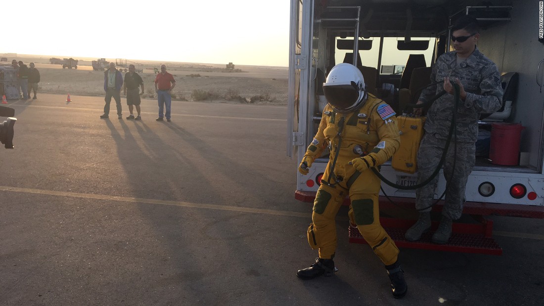 The compression suits are cooled to keep the pilots from suffering heat exhaustion.