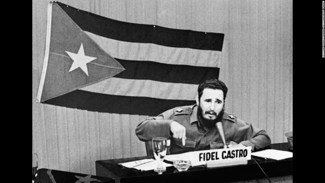 Castro announces general mobilization after the announcement of the Cuban blockade by President John F Kennedy in October 1962.