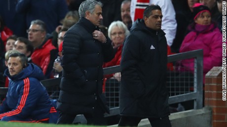 Jose Mourinho makes his way to the stands shortly after being sent off by referee Jonathan Moss. 