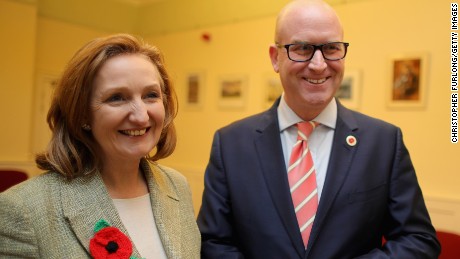UKIP leadership hopefuls Suzanne Evans, left, and Paul Nuttall on November 8, 2016 in Leeds, England. 