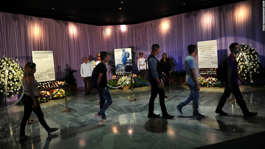 People pay their last respects to Castro in Revolution Square.