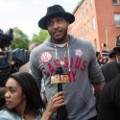 Carmelo Anthony at protest march 