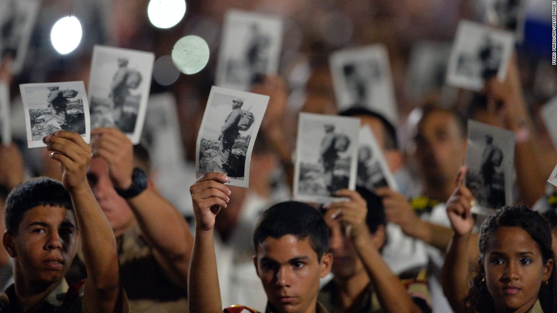 People in Havana participate in a massive rally at Revolution Square on November 29.