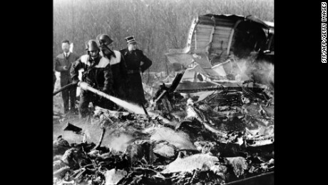 The scene of the crash of Sabena Flight 548. The Boeing 707 aircraft crashed en route to Brussels, Belgium, from New York City, killing 72 people -- including the entire United States Figure Skating team.
