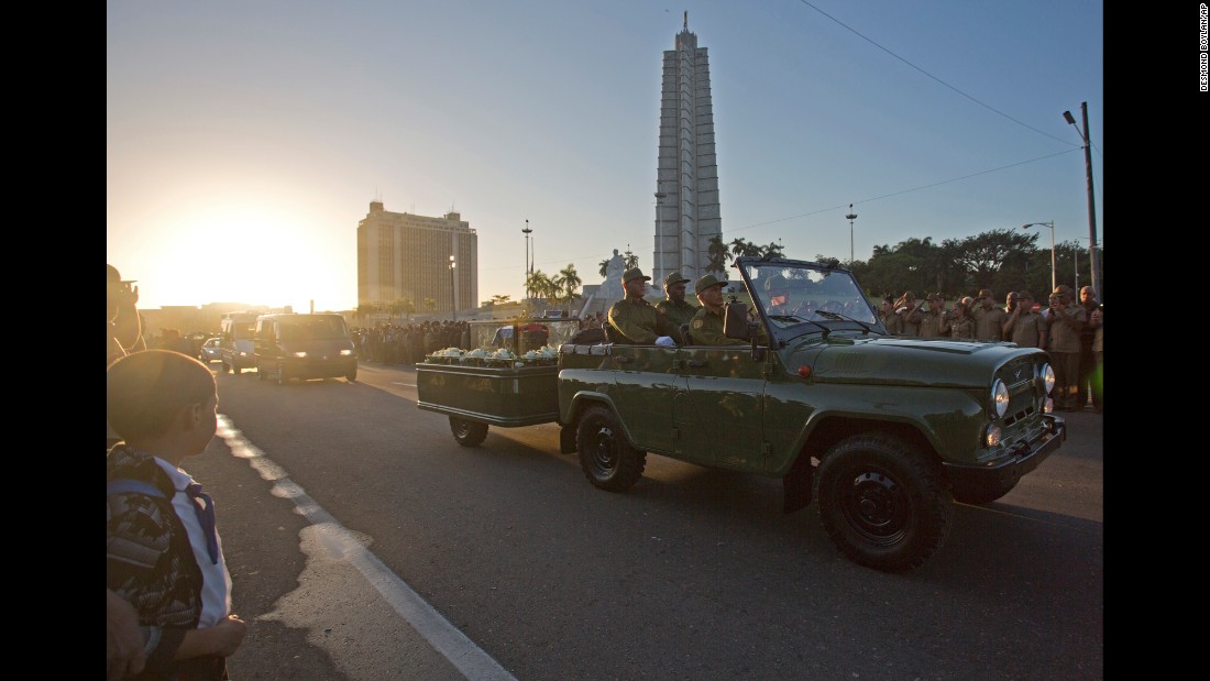 Castro&#39;s ashes are driven through Revolution Square in Havana on November 30. 