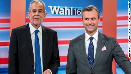 Alexander Van der Bellen, left, and Norbert Hofer, here in May, compete once again for the presidency.